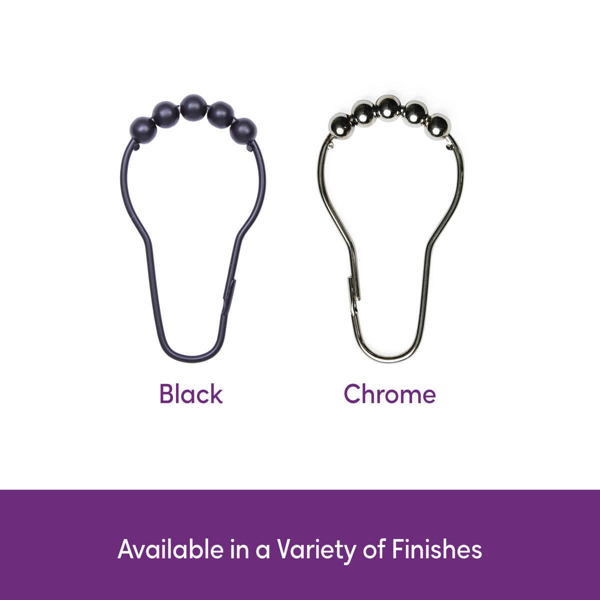 Wayfair Basics Metal Beaded Roller Shower Curtain Rings (Set of 12)